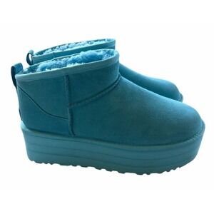UGG CLASSIC ULTRA MINI PLATFORM SUMMER SKY SHEARLING BOOTS WOMEN'S SIZE US 9